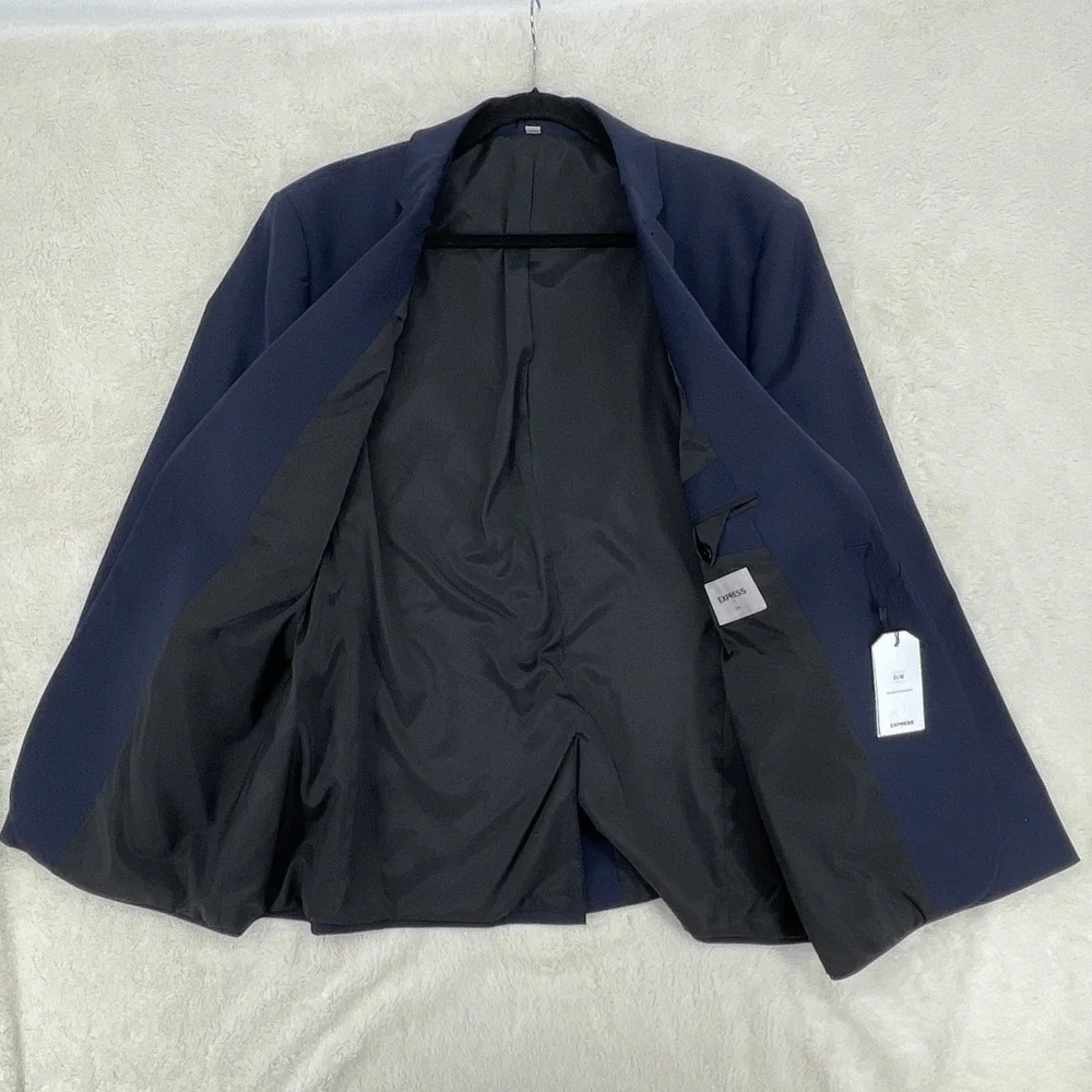 Express Blazer Mens 42R Navy  Slim Sport Coat Performance Stretch Work Travel